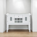 Elizaveta - Server - Gray Velvet, Faux Crystal Diamonds &White High Gloss Finish - Atlantic Fine Furniture Inc