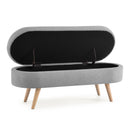 Ottoman Oval Storage Bench With Rubber Wood Legs Linen - Gray