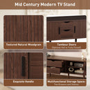 TV Stand For 70" TV, Console With Tambour Doors, Drawers And Built In Power Outlet - Dark Brown