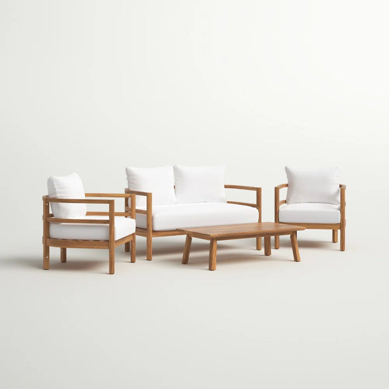 Outdoor Furniture With Coffee Table, Patio Conversation Set Deep Seating With Soft Cushion