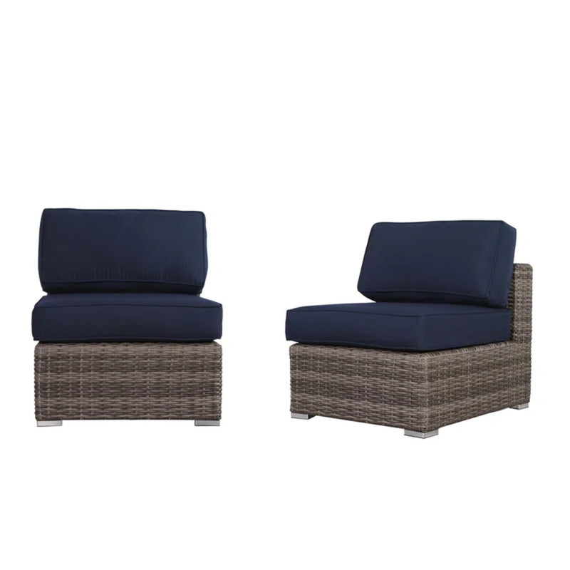 Seating Set With Cushions Handcrafted Wicker Design