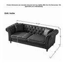 Chesterfield Sofa, High Tech Fabric Roll Armrest, 3 Seater Mid Century Modern Couch - Black