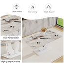 Table and chair set, modern minimalism and luxurious white rectangular pattern dining table.  Soft and comfortable dining chair, for dining room, living room, terrace and kitchen.