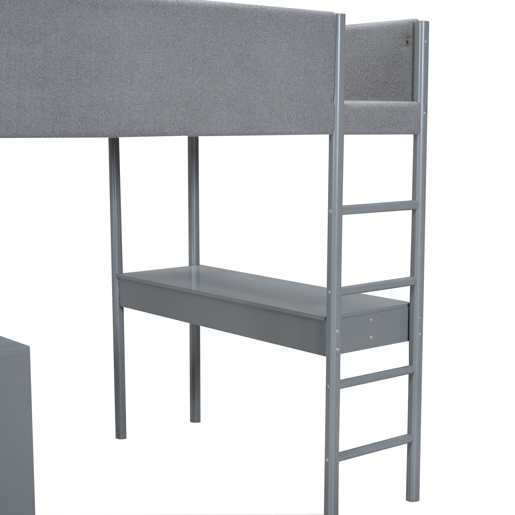Full Size Teddy FleeceLoft Bed Wood Bed, Gray - Atlantic Fine Furniture Melbourne FL