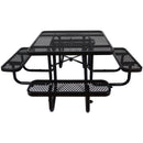 Square Outdoor Steel Picnic Table, With Umbrella Pole