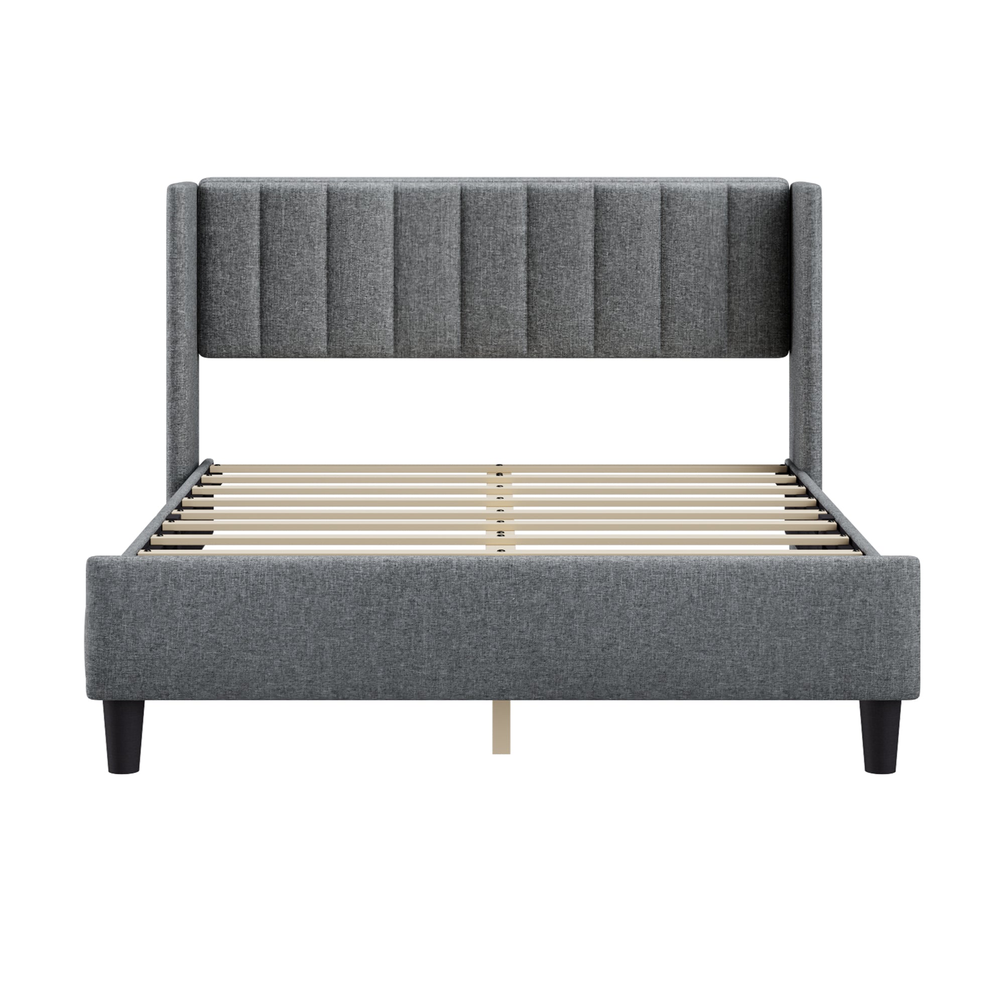 Queen size Upholstered Platform Bed Frame with Headboard, Mattress Foundation, Wood Slat Support, Quiet, no Box Spring Needed, Easy to Assemble Light Grey
