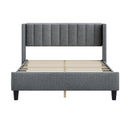 Queen size Upholstered Platform Bed Frame with Headboard, Mattress Foundation, Wood Slat Support, Quiet, no Box Spring Needed, Easy to Assemble Light Grey