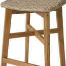 Beeson - Outdoor Wicker And Acacia Wood Barstools Set, Water Resistant - Brown