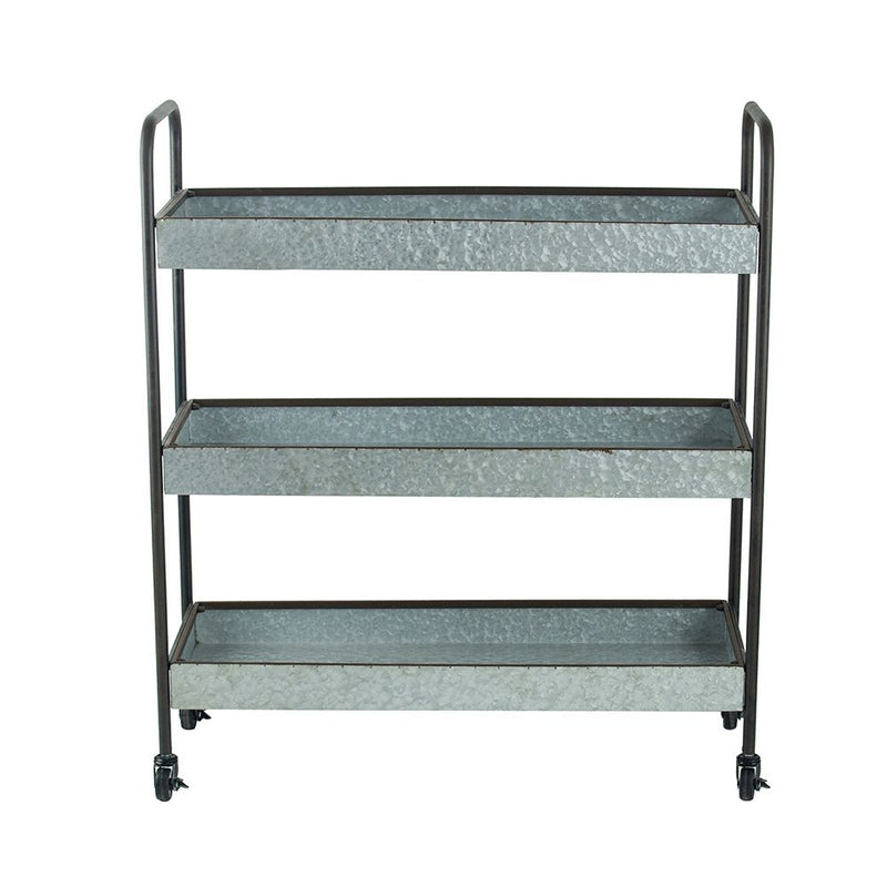 Homestead Galvanized Shelf Display 3 Tier - Metallic Gray