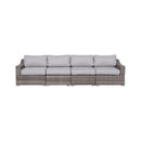 Contemporary Outdoor Rattan Wicker Sectional Seating Group With Cushions