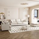 Living Room Set Modular Sectional Couch, Upholstered Sofa & Armchair & Movable Ottoman