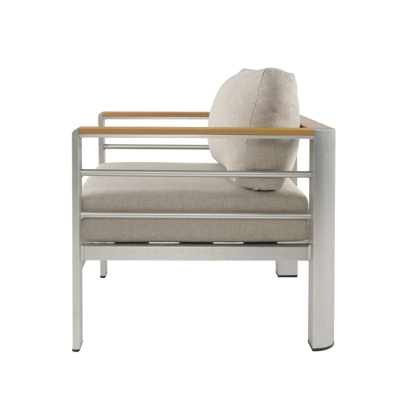 Cora - Outdoor Aluminum Club Chair Set Frame With Cushion Durable And Stylish Seating For Patio - Beige / Natural / Silver