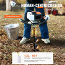 Vevor Gas Post Hole Digger 52Cc 1450W With 8 Drill Bits & Extension Rod Aluminium Alloy - Black