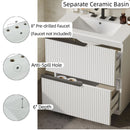 Fluted Bathroom Vanity With Ceramic Sink, Freestanding Cabinet