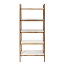 Mid - Century Design 5 Shelf Bookcase - Off White / Pecan