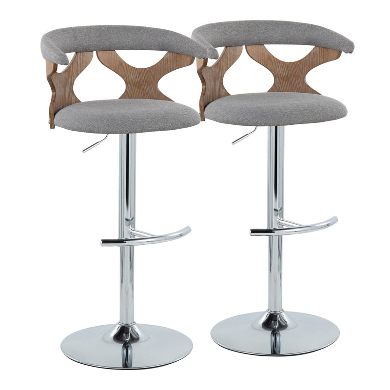 Gardenia - Contemporary Adjustable Barstool With Swivel / Rounded T Footrest (Set of 2)