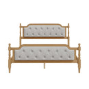 Traditional Style Solid Bed Frame With Upholstered Tufted Headboard, No Box Spring Needed