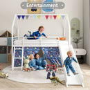 Jack - House Loft Bed With Slide And Curtain Set