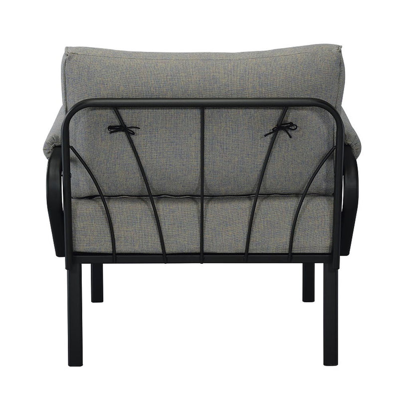 Rajni - Patio Arm Chair - Gray Fabric & Black