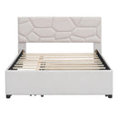 Upholstered Platform Bed With Brick Pattern Headboard And Twin Long Size Trundle