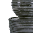 31.5" Tall Striped Column Fountain With LED Light Design For Outdoor Spaces - Gray
