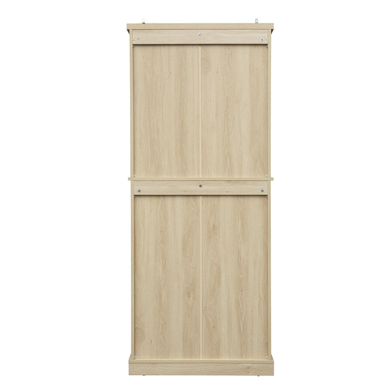 4 Door Storage Cabinet With 1 Drawer And 4 Adjustable Inner Shelves - Natural