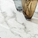 79.53 In. Elegant Marble Pattern Dining Table For 6 Or 8 Seats Polished Stainless Steel Base - Gold