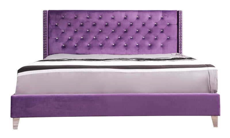 Julie - Upholstered Bed With Faux Diamonds