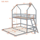 Twin Over Twin-Twin House Bunk Bed with Extending Trundle and Ladder