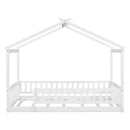 Twin Size Wood Bed House Bed Frame with Fence, for Kids, Teens, Girls, Boys,White