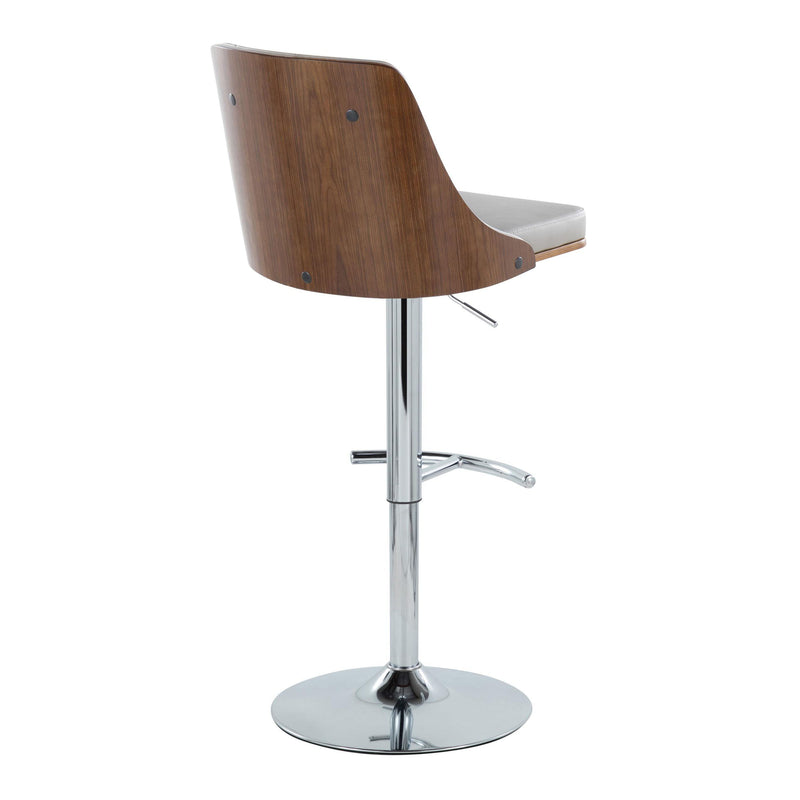 Gianna - Mid Century Modern Adjustable Barstool With Swivel With Rounded T Footrest (Set of 2)