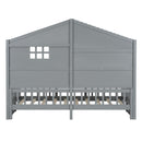 House Bed With Shelves, Window And Sparkling Light Strip On The Roof