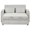 Pull Out Loveseat Sofa With Adjsutable Backrest, 2 Pillows, Cup Holders, USB Ports For Living Room