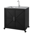 Outdoor Movable Kitchen Sink Patio Modular Kitchen Sink Station With Cabinet For Garden, Patio, Backyard - Matte Black
