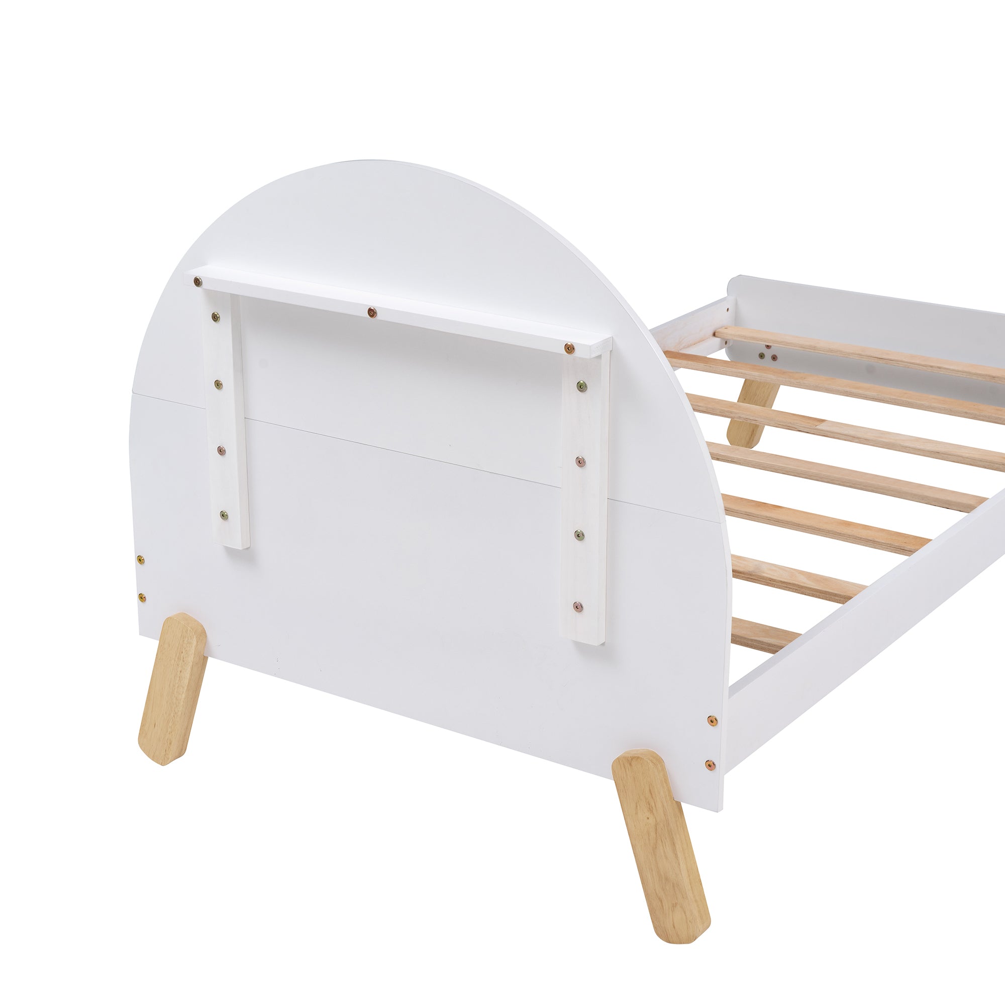 Wooden Cute Platform Bed With Curved Headboard,Twin Size Bed With Shelf Behind Headboard,White - Atlantic Fine Furniture Melbourne FL