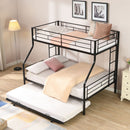 Twin Over Full Modern Metal Bunk Bed With Trundle - Black