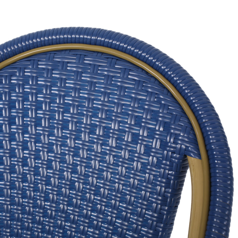 Outdoor Rattan And Aluminum French Barstools (Set of 2)