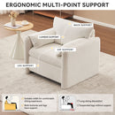 Fixed Modern Accent Chair Single Seater Plush Chenille Lounge Chair With High Resilience Cushion - Ivory White