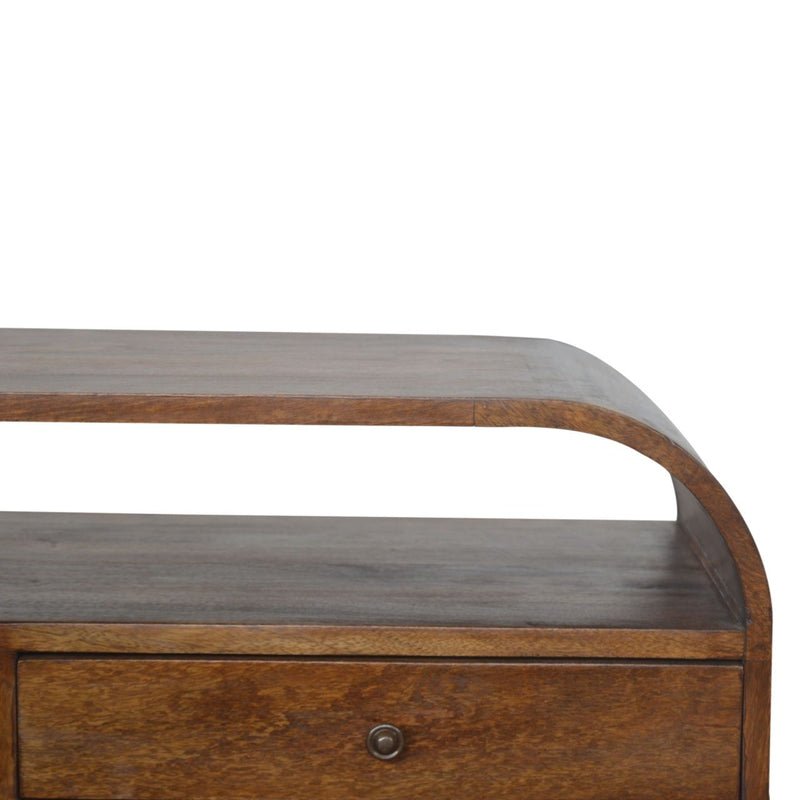 Curved Edge Media Unit With 2 Drawers - Chestnut