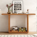 Console Table With Curved Corners And U Base Design - Natural Wood Veneer - Natural