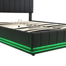 Upholstered Bed With Hydraulic Storage System And LED Light, With Sockets And USB Ports