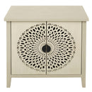 Hollow Carved 2 Door Accent Cabinet Sideboard Buffet Storage Cabinet With Adjustable Shelf For Entryway Living Room Bedroom - Natural