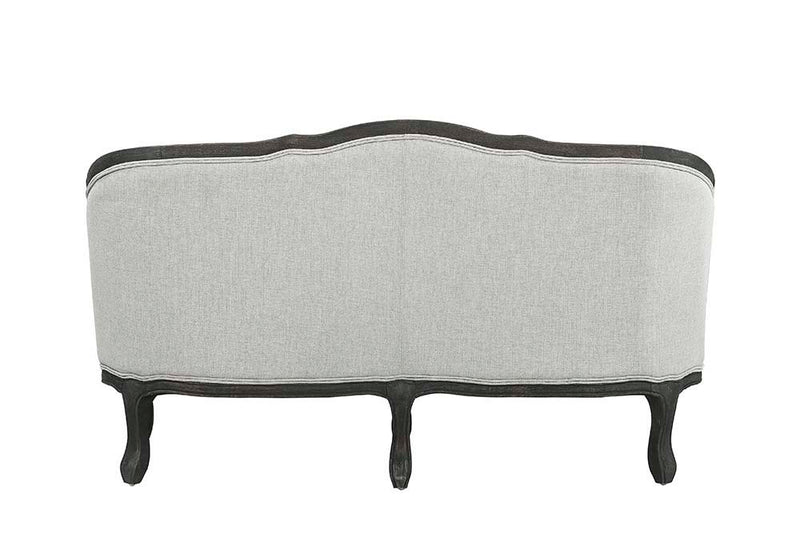 Samael - Loveseat - Gray Linen & Dark Brown Finish - Atlantic Fine Furniture Inc