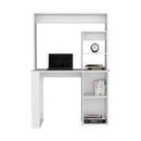 Ethel Writing Computer Desk with Storage Shelves and Hutch, White