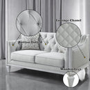 Katia - Loveseat - Light Gray Linen & Weathered White Finish - Atlantic Fine Furniture Inc