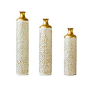 3 Piece Home Decoration Large Glazed Floor Vase Decoration Home Droplet Shaped - Gold / White