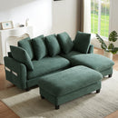 Upholstered L Shaped Sectional Sofa With Storage, Movable Ottoman, And 6 Throw Pillows