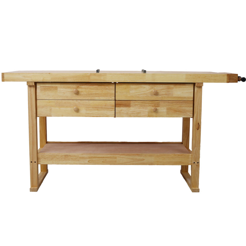 Workbench With 4 Drawers Wooden Workbench For Garage Workshop And Home - Natural