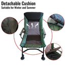 Camping Lounge Chair, Portable Folding Reclining Camping With Adjustable Backrest For Indoor And Outdoor Camping Beach Hiking Fishing - Green / Black
