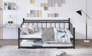 Full Size Metal Daybed with Twin Size Adjustable Trundle, Portable Folding Trundle, Black(OLD SKU:MF293736AAB)